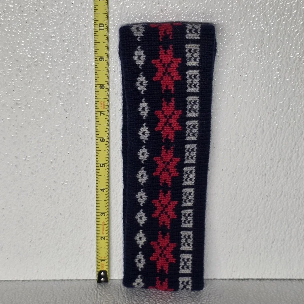 Vintage Black Sheep Woolens Winter Headband Navy Blue Red Gray